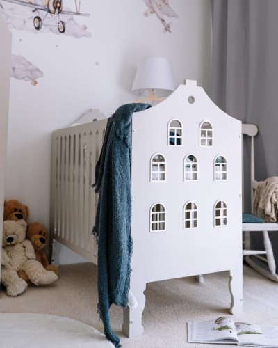 Łóżeczko Niemowlęce Kamieniczka 120 x 60 cm - pastelowe kolory, designerskie