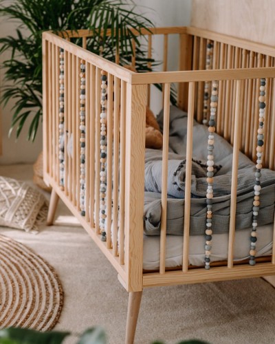 Drewniane Łóżeczko Sensoryczne 120x60 cm – naturalne drewno