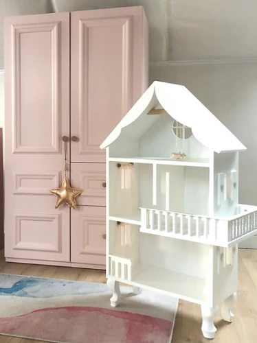 Różowa Drewniana Szafa Glamour do dziecięcego pokoju