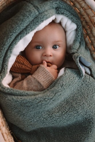 Zimowy śpiworek niemowlęcy do wózka Alpaka dla dzieci od 0 do 12 miesięcy – Gray Sage