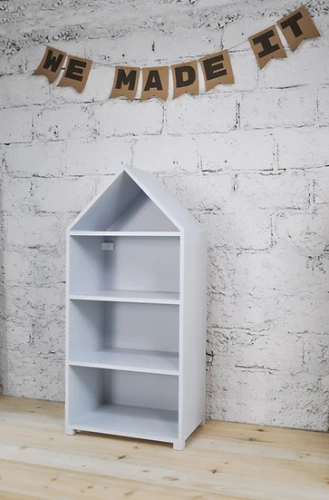 Zestaw solidnych mebli dziecięcych w kształcie domków z drewna Kolorowe Miasto