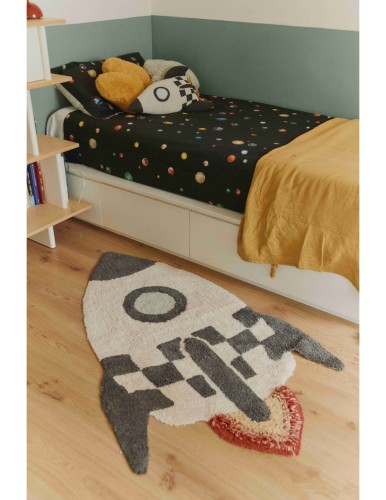 Bawełniany dywan dziecięcy do prania w pralce Rakieta - 85x135cm