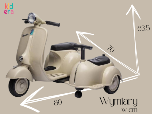 Dziecięcy skuter Vespa / pojazd elektryczny trójkołowy - beżowy