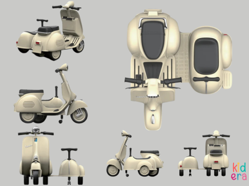 Dziecięcy skuter Vespa / pojazd elektryczny trójkołowy - zielony