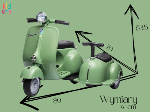 Dziecięcy skuter Vespa / pojazd elektryczny trójkołowy - zielony