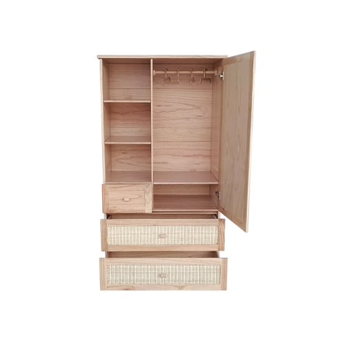 Szafa drewniana Marélia Bois z naturalnym rattanem