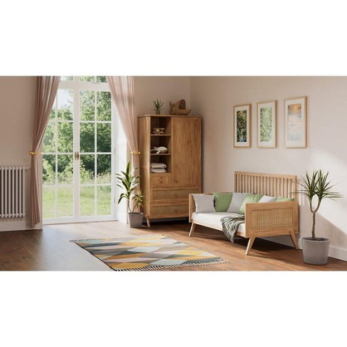 Szafa drewniana Marélia Bois z naturalnym rattanem