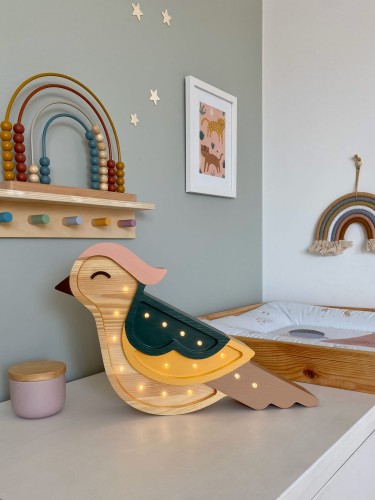 Lampka nocna dla dzieci Drewniana Jemiołuszka