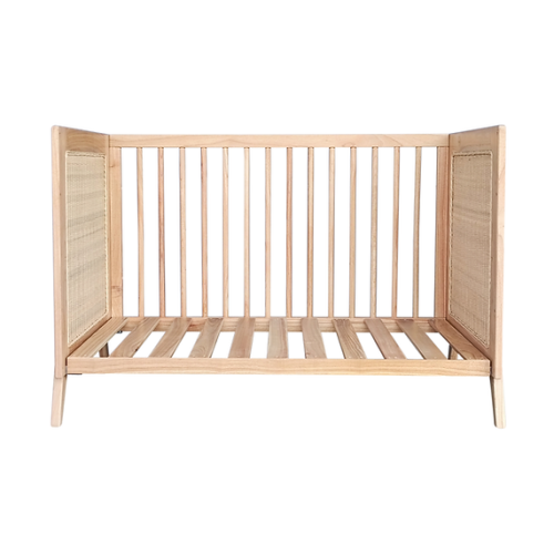 Łóżeczko niemowlęce Marélia Bois z naturalnym rattanem 60x120cm