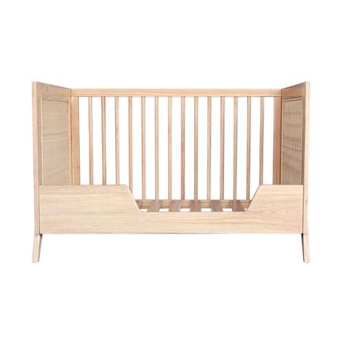 Łóżeczko niemowlęce Marélia Bois z naturalnym rattanem 60x120cm