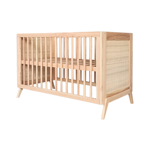 Łóżeczko niemowlęce Marélia Bois z naturalnym rattanem 60x120cm
