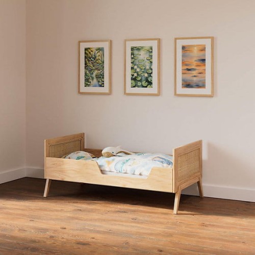 Łóżeczko niemowlęce 3w1 Marélia Bois z naturalnym rattanem 70x140cm