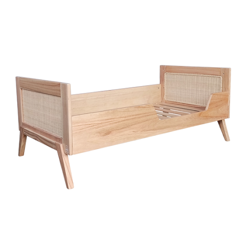 Łóżeczko niemowlęce 3w1 Marélia Bois z naturalnym rattanem 70x140cm