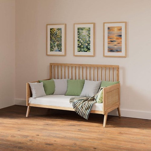 Łóżeczko niemowlęce 3w1 Marélia Bois z naturalnym rattanem 70x140cm