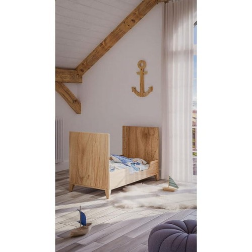 Zestaw drewnianych mebli do pokoju dziecięcego Naia Bois Naturele - łóżeczko 60x120cm