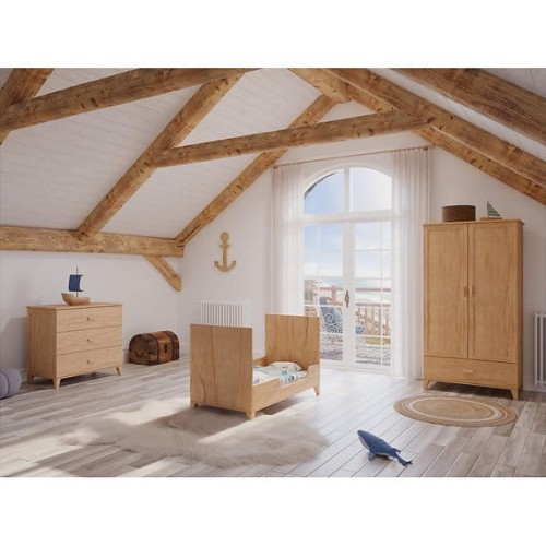 Zestaw drewnianych mebli do pokoju dziecięcego Naia Bois Naturele - łóżeczko 70x140cm