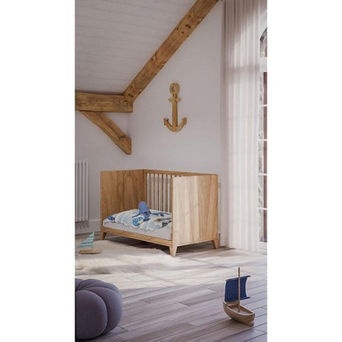 Zestaw drewnianych mebli do pokoju dziecięcego Naia Bois Naturele - łóżeczko 70x140cm