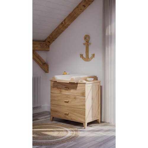 Zestaw drewnianych mebli do pokoju dziecięcego Naia Bois Naturele - łóżeczko 60x120cm