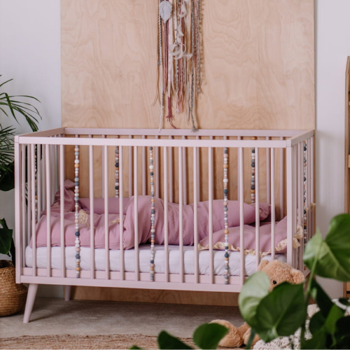 Drewniane Łóżeczko Sensoryczne 120x60 cm – różowe