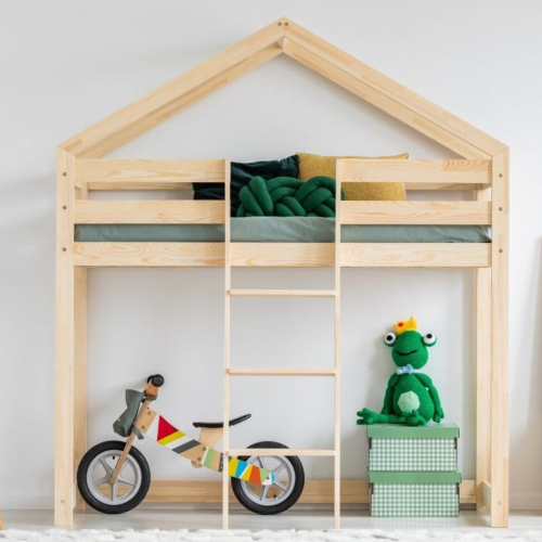 Drewniane łóżko na antresoli domek Mila DMPA