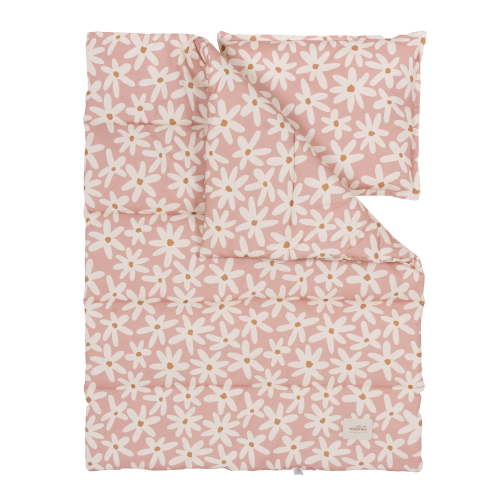 Dziecięca pościel z wypełnieniem w stokrotki - 110x135cm