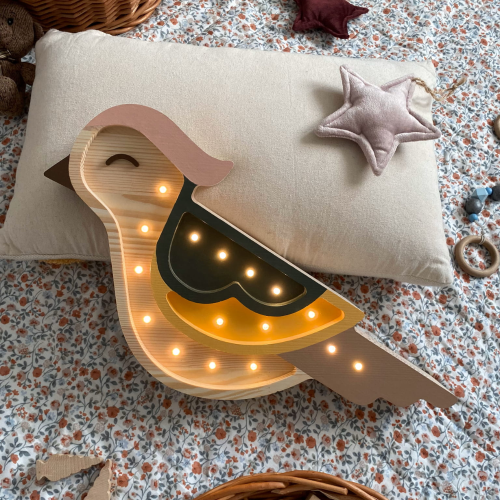 Lampka nocna dla dzieci Drewniana Jemiołuszka