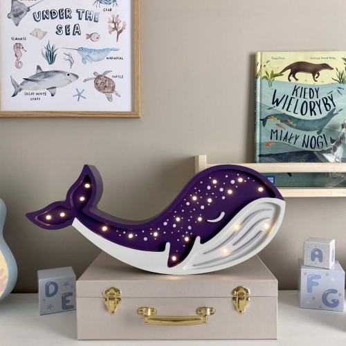Lampka nocna do dziecięcego pokoju Fioletowy Wieloryb