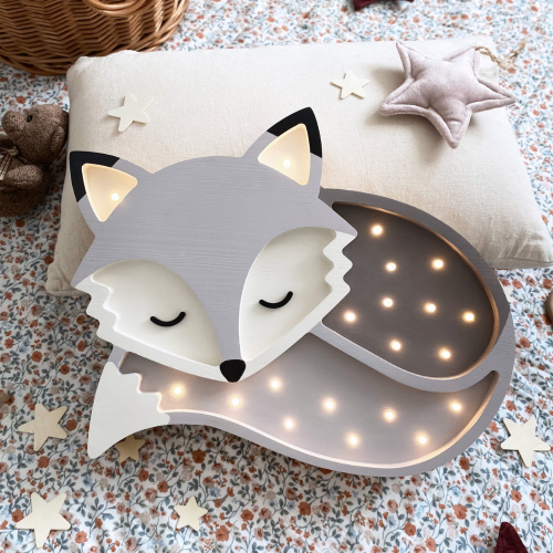 Lampka nocna do dziecięcego pokoju Szary Lisek