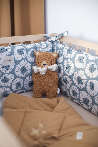 Ochraniacz do łóżeczka 70x140 cm w niebieskie lwy