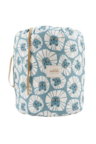 Śpiwór dziecięcy z poduszką w niebieskie lwy – bawełna i antyalergiczne wypełnienie