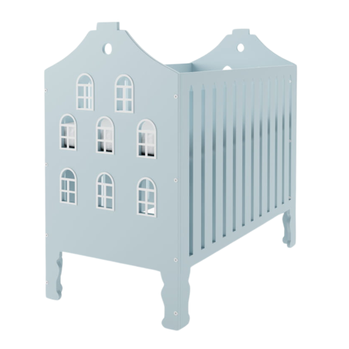 Łóżeczko Niemowlęce Kamieniczka 120 x 60 cm - niebieskie