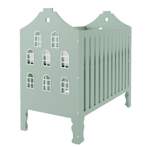 Łóżeczko Niemowlęce Kamieniczka 120 x 60 cm - zielone