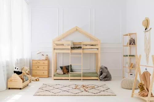 Drewniane łóżko piętrowe domek Mila DMP