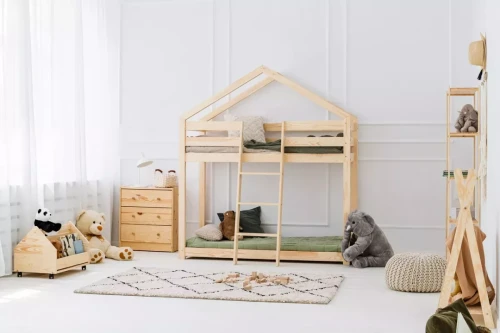 Drewniane łóżko piętrowe domek Mila DMP