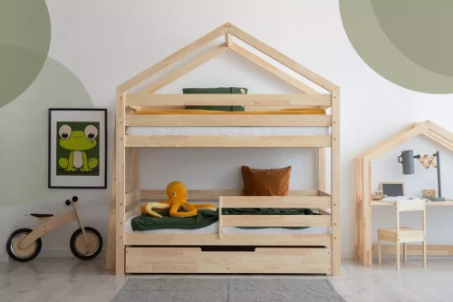 Drewniane łóżko piętrowe domek Mila DMPB