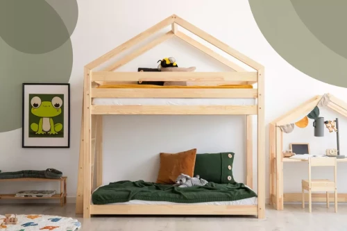 Drewniane łóżko piętrowe domek Mila DMPB