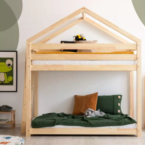 Drewniane łóżko piętrowe domek Mila DMPB