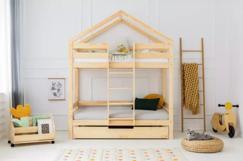 Drewniane łóżko piętrowe domek Mila DMPN