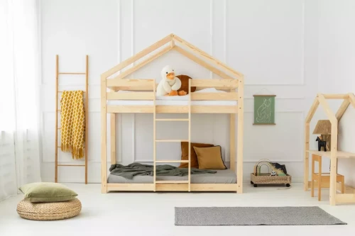 Drewniane łóżko piętrowe domek Mila DMPN
