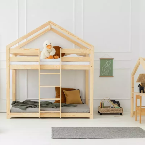 Drewniane łóżko piętrowe domek Mila DMPN