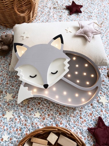 Lampka nocna do dziecięcego pokoju Szary Lisek
