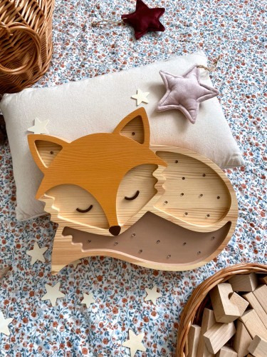 Lampka nocna do pokoju dziecka Drewniany Lisek