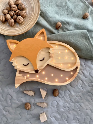 Lampka nocna do pokoju dziecka Drewniany Lisek