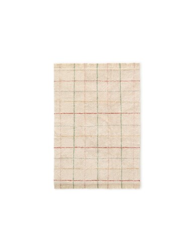 Dywan do prania w pralce 90 x 130 cm - beżowy w kolorowe linie