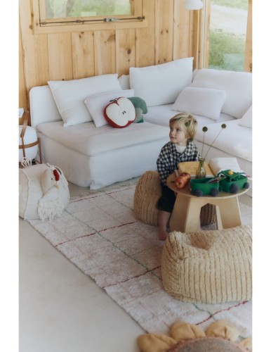 Dywan do prania w pralce 90 x 130 cm - beżowy w kolorowe linie