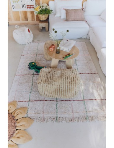 Dywan do prania w pralce 90 x 130 cm - beżowy w kolorowe linie