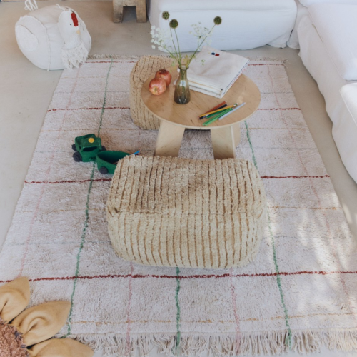 Dywan do prania w pralce 140 x 200 cm - beżowy w kolorowe linie