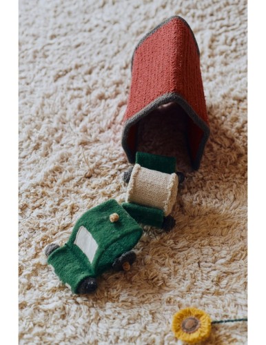 Dywan bawełniany do zabawy "Wiejskie Pola" 120 x 170 cm - z zestawem ekologicznych zabawek