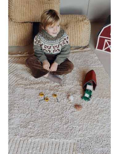 Dywan bawełniany do zabawy "Wiejskie Pola" 120 x 170 cm - z zestawem ekologicznych zabawek