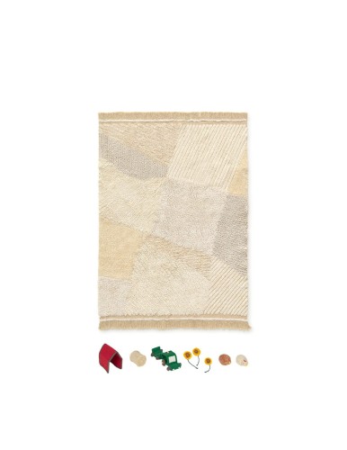 Dywan bawełniany do zabawy "Wiejskie Pola" 120 x 170 cm - z zestawem ekologicznych zabawek